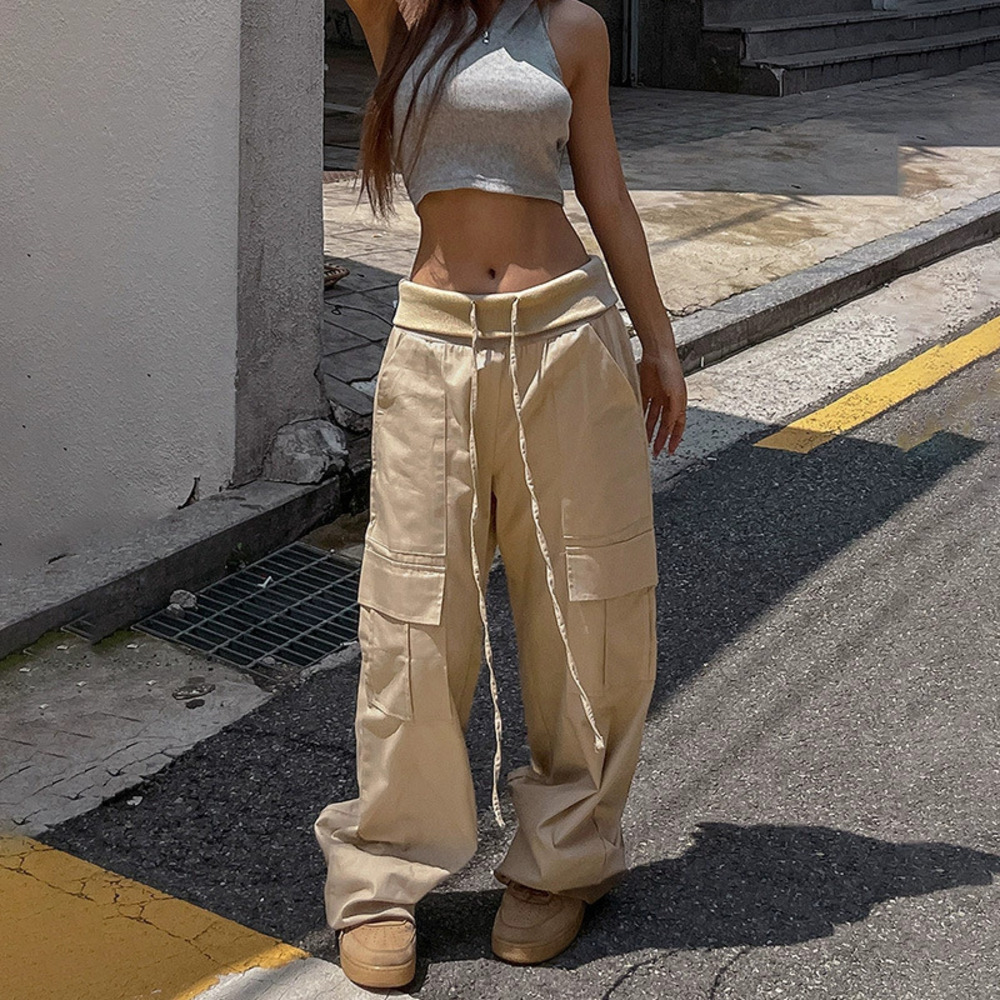 ZARA Cargo Pants Women Korean Loose Highwaist Plussize Wide Spring Athleisure